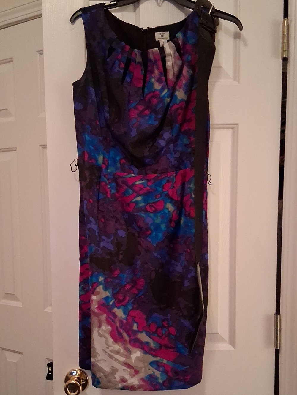 Worthington Multicolor Floral Sheath Dress in Navy, Fuchsia and Teal